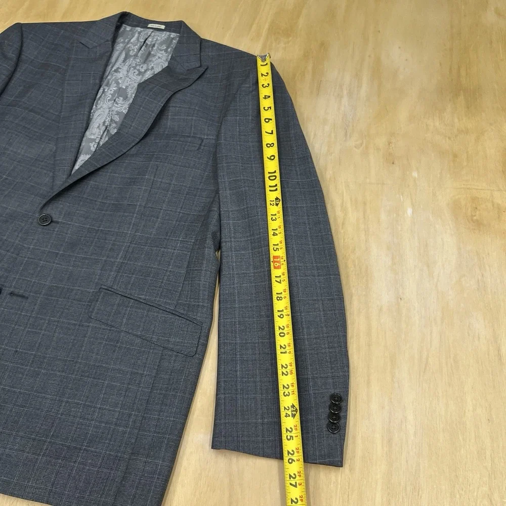 Joseph Abboud Custom Suit Mens 45L Long Wool Pants 35x35 (Unhemmed) Gray/Blue